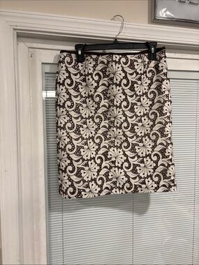 Cynthia Steffe Cream & Brown Floral Jacquard Mini Skirt